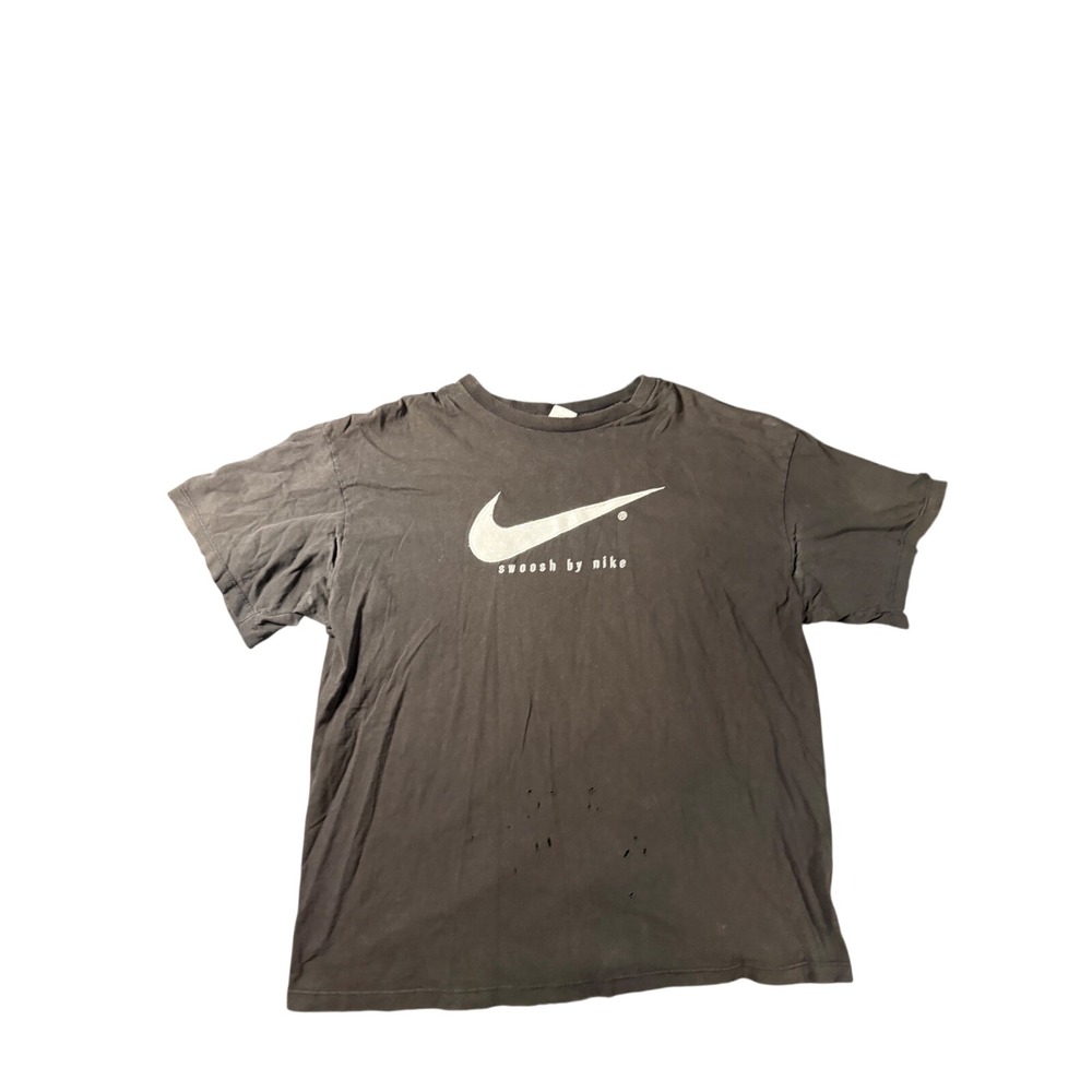 Vintage 90s Nike Swoosh T-Shirt Made in USA Thrashed Sun Faded Black XL